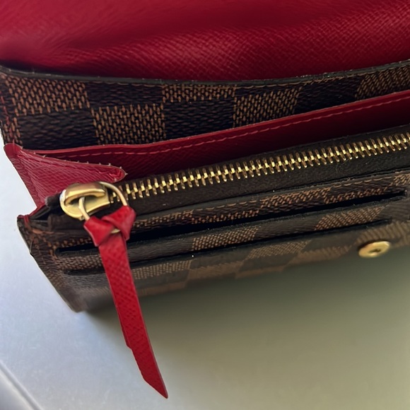 Louis Vuitton Brown/Red Long Damier Ebene Canvas Leather Emilie CA3185 Wallet - Picture 12 of 16